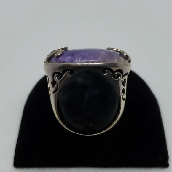 Purple Charoite and Silver Ring - Picture 6 of 6